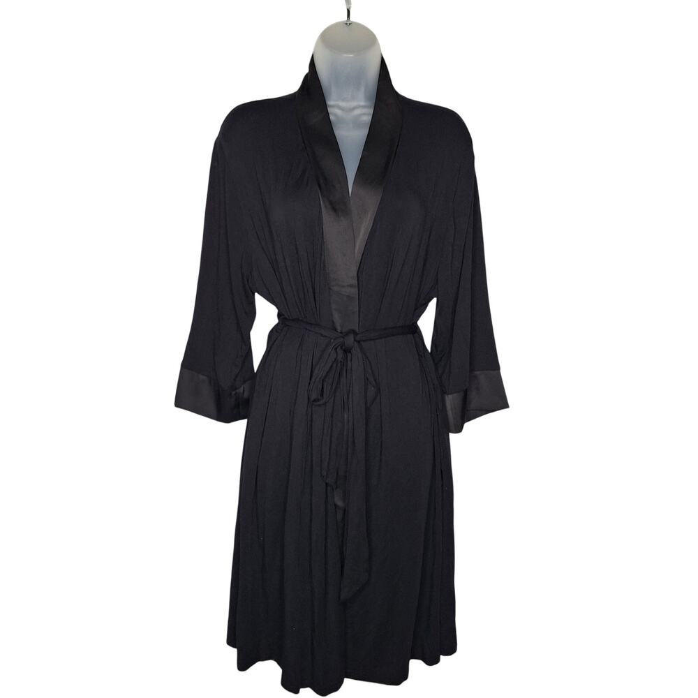 Kindred Bravely Emmaline Kimono Robe Modal 2X / 3X Nursing Maternity Black